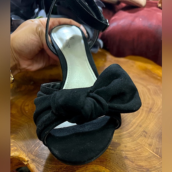 Black Suede Cork Heeled Tinsley Sandals by Worthington - Picture 12 of 13